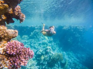 Diving with a snorkel