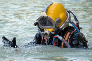 a commercial diver while surfacing