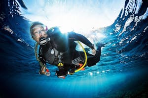 a scuba diver underwater