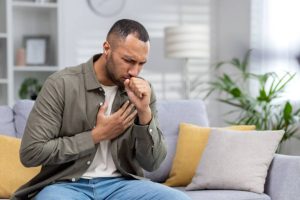 a man with an asthma attack