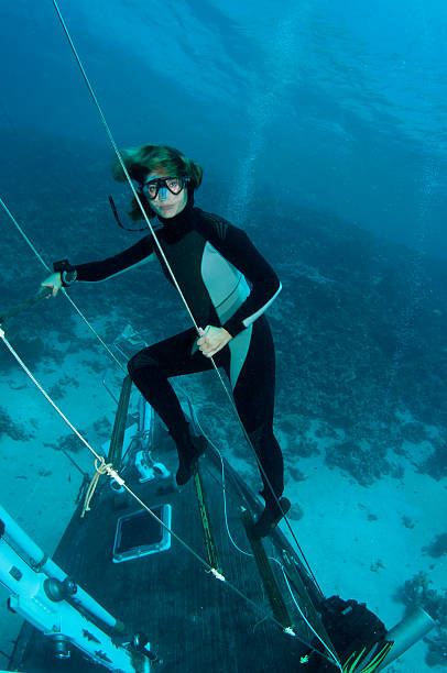 asiver wearing a wetsuit underwater