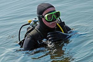 a senior scuba diver