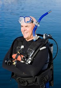 A senior scuba diver