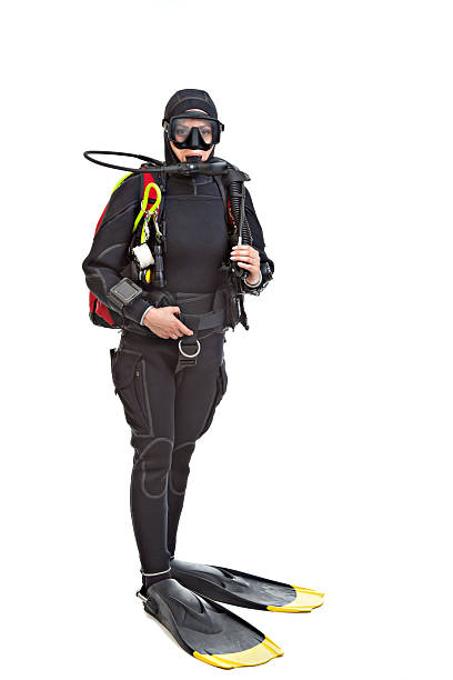 a scuba diver wearing a semi-dry suit