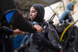 a scuba diver before diving