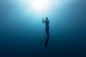 A freediver underwater