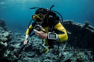 a divemaster underwater