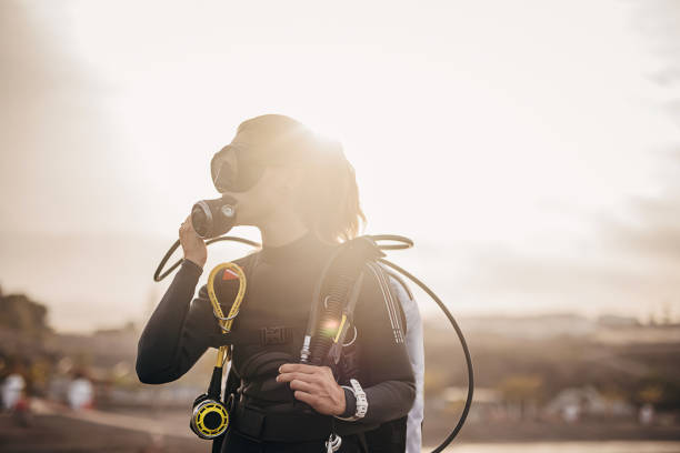 A female scuba diver